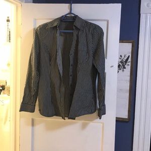 Black blouse with white pinstripes